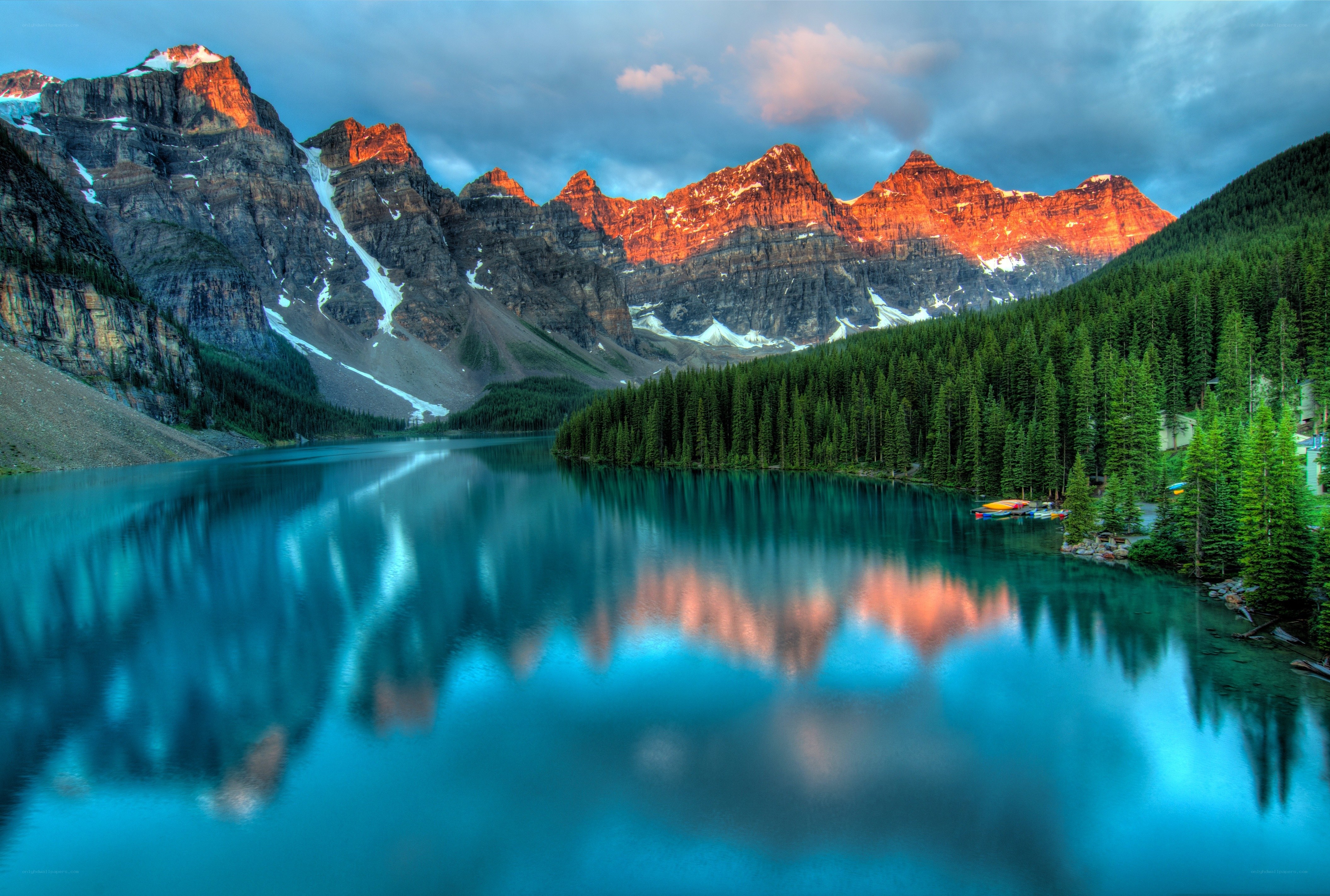 Mountain lake at sunset