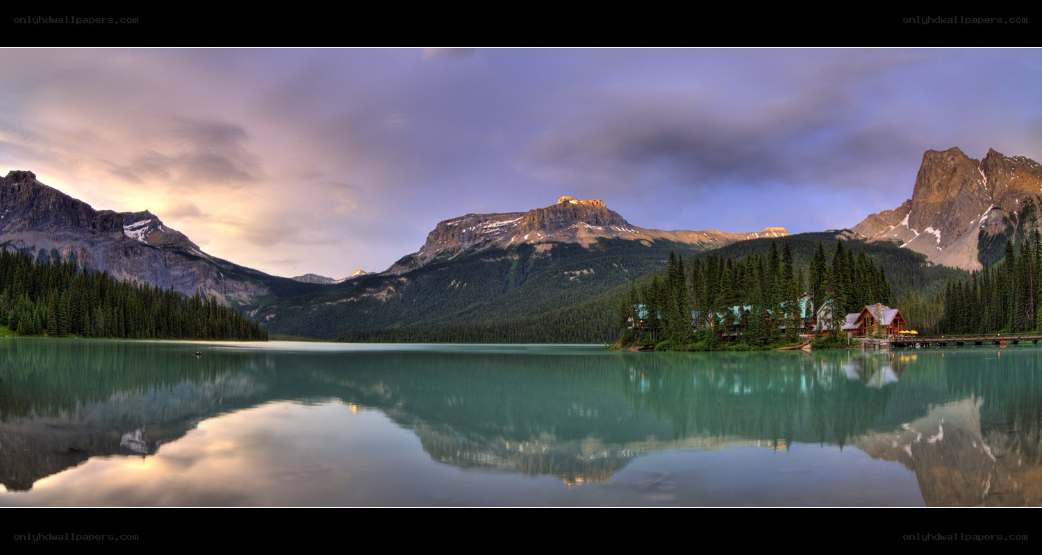 Mountain lake at sunset