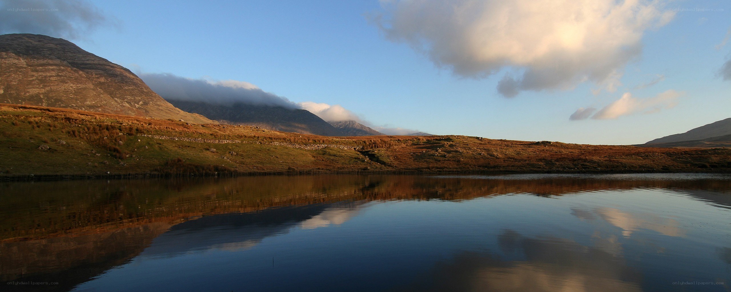 Mountain lake at sunset