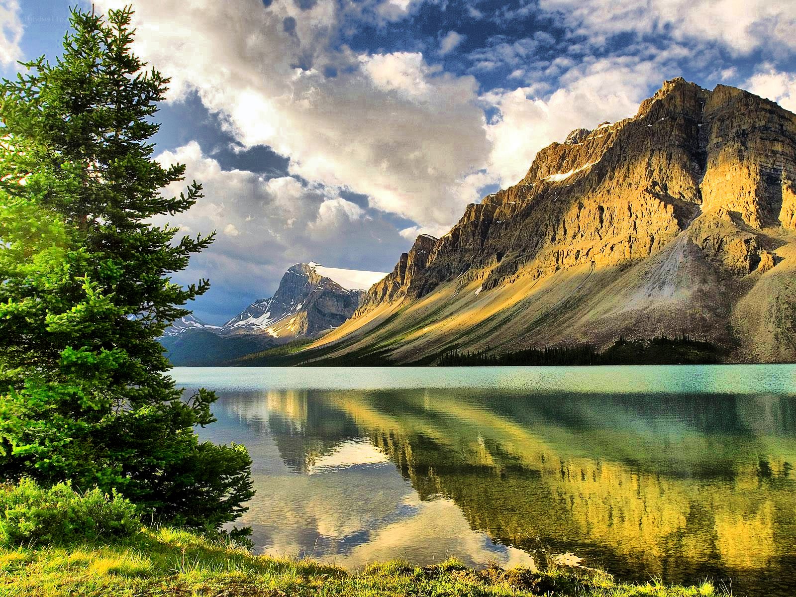 Mountain lake at sunset