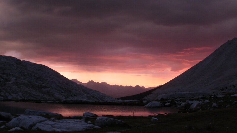 Mountain lake at sunset