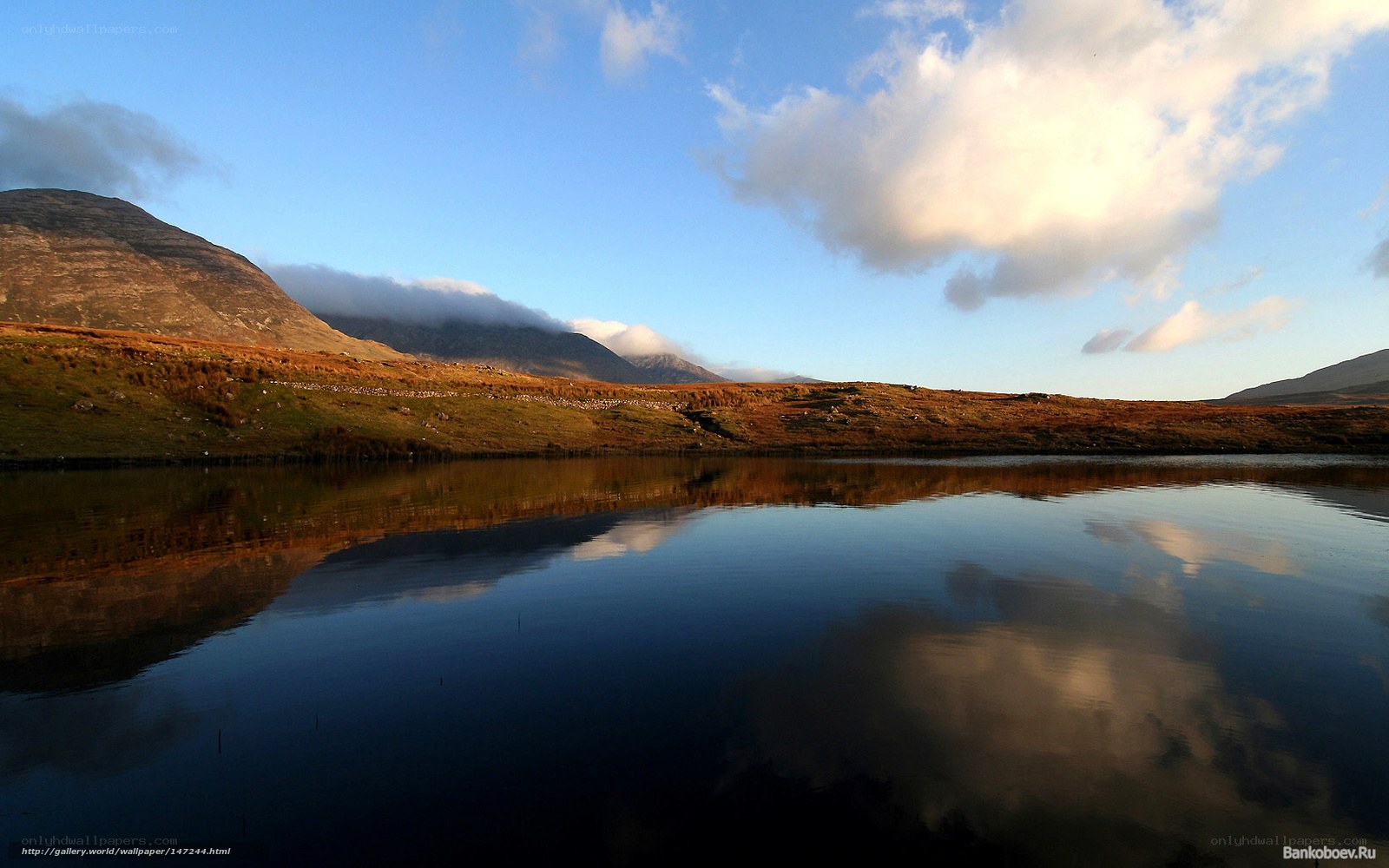 Mountain lake at sunset