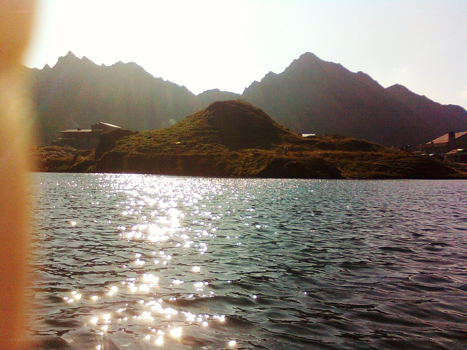 Mountain lake at sunset