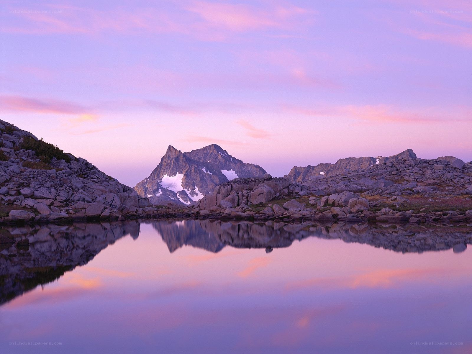 Mountain lake at sunset