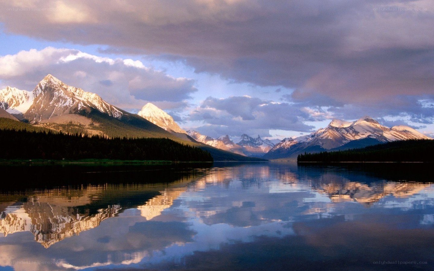 Mountain lake at sunset