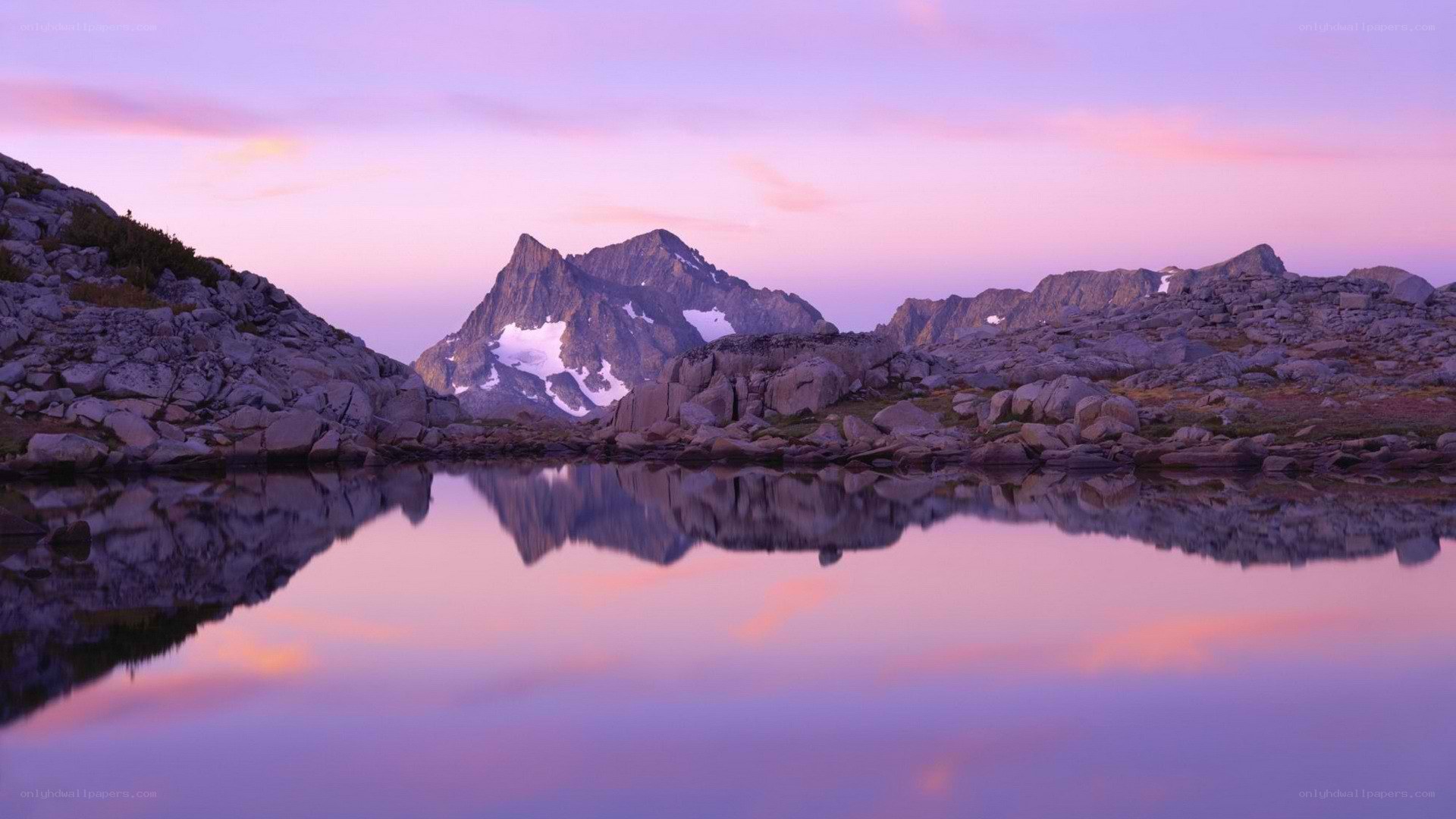 Mountain lake at sunset