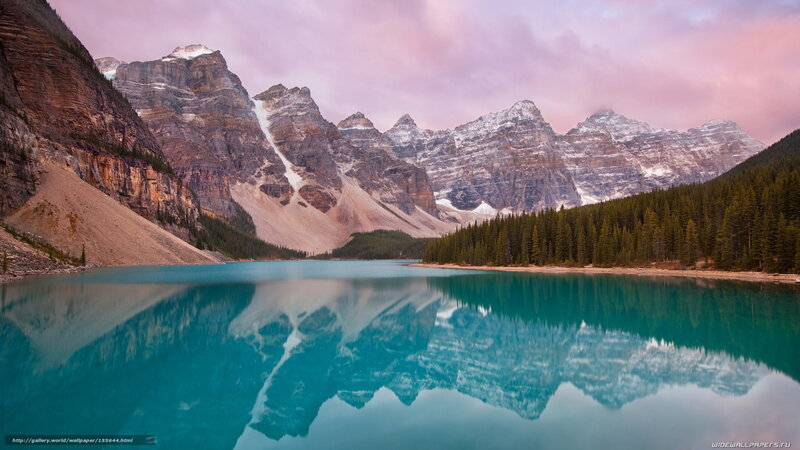 Mountain lake at sunset