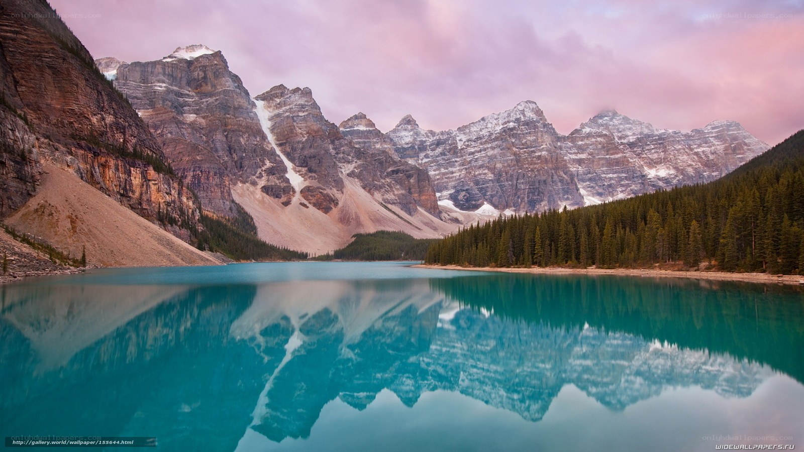 Mountain lake at sunset