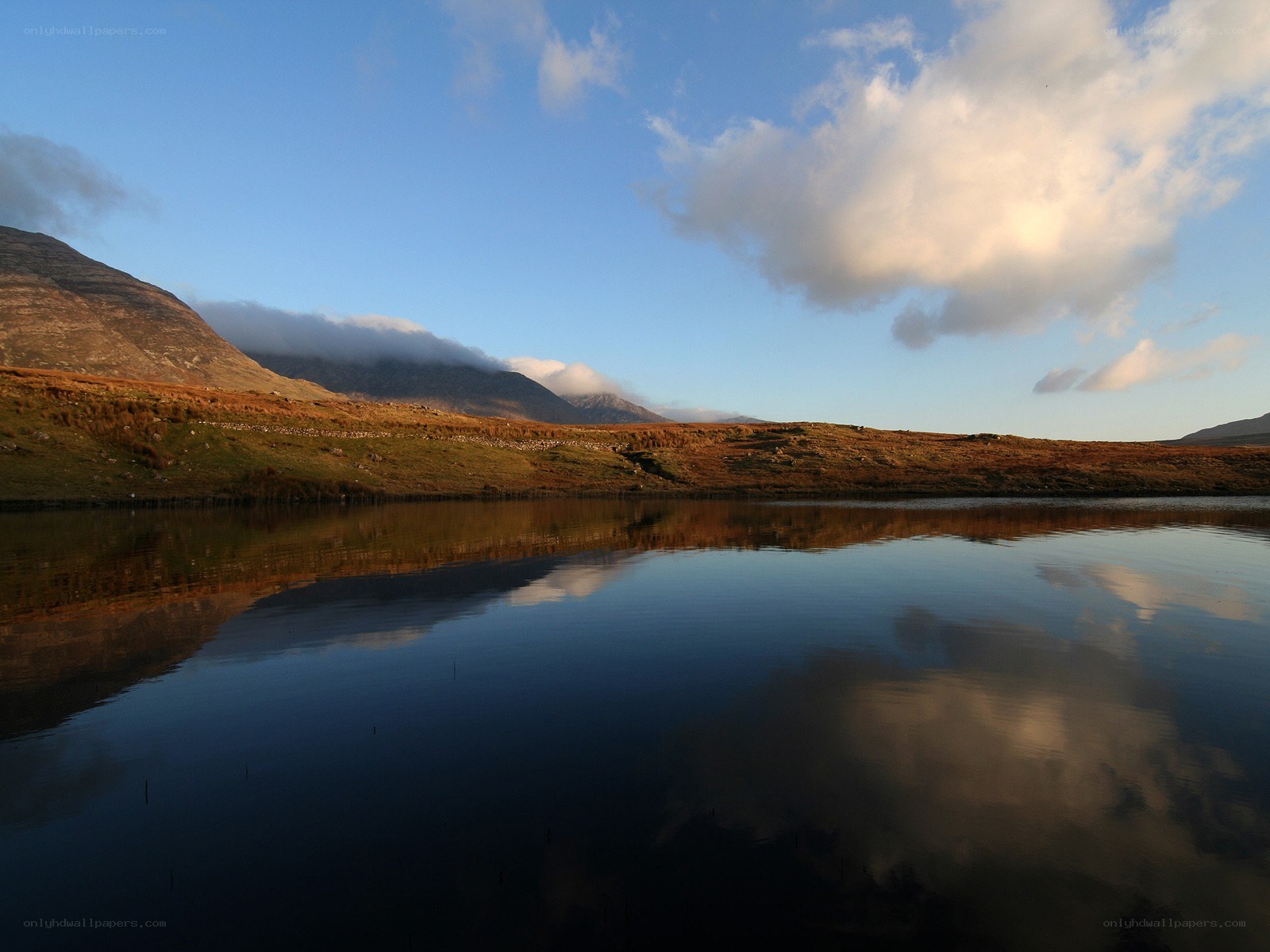 Mountain lake at sunset