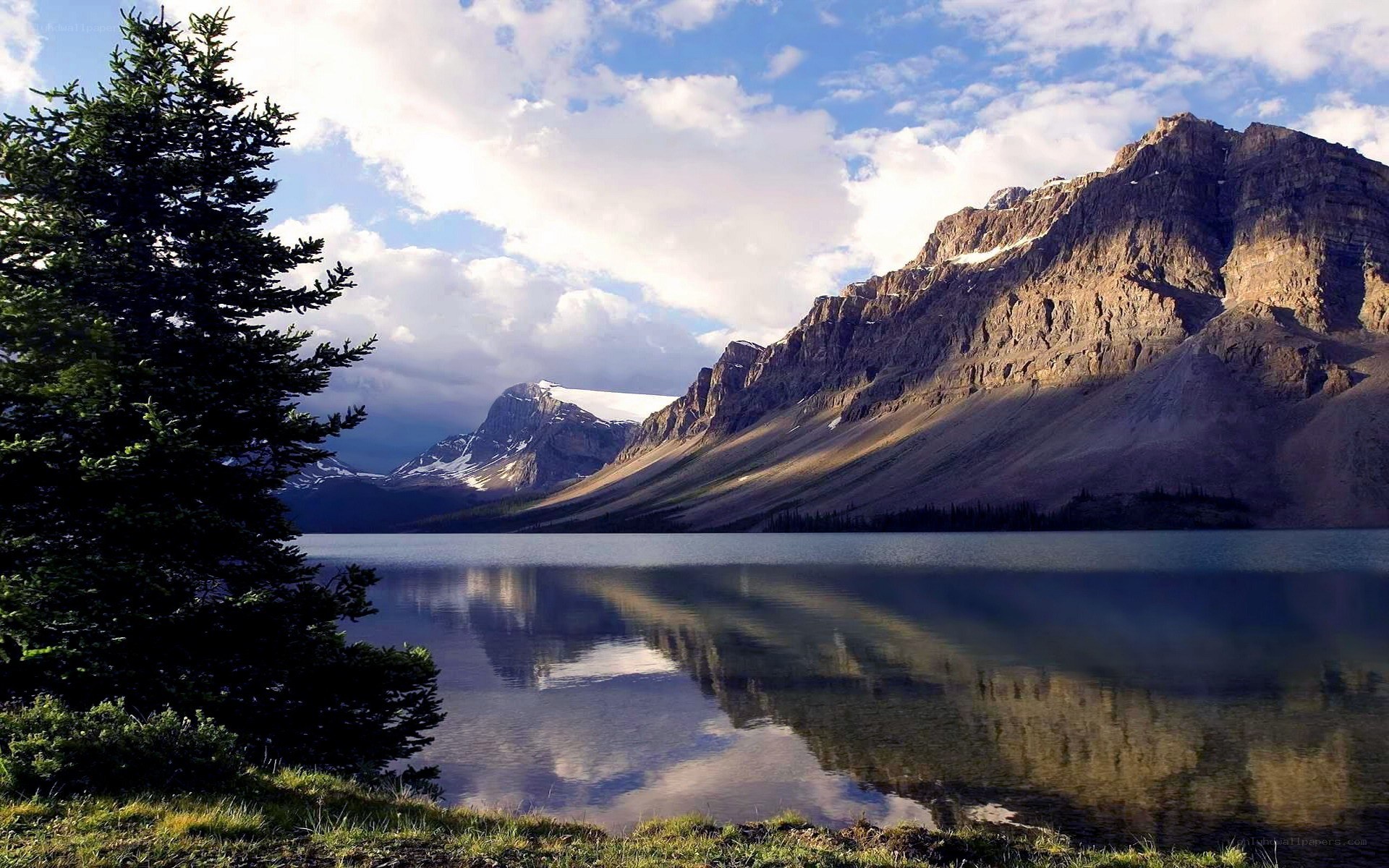 Mountain lake at sunset
