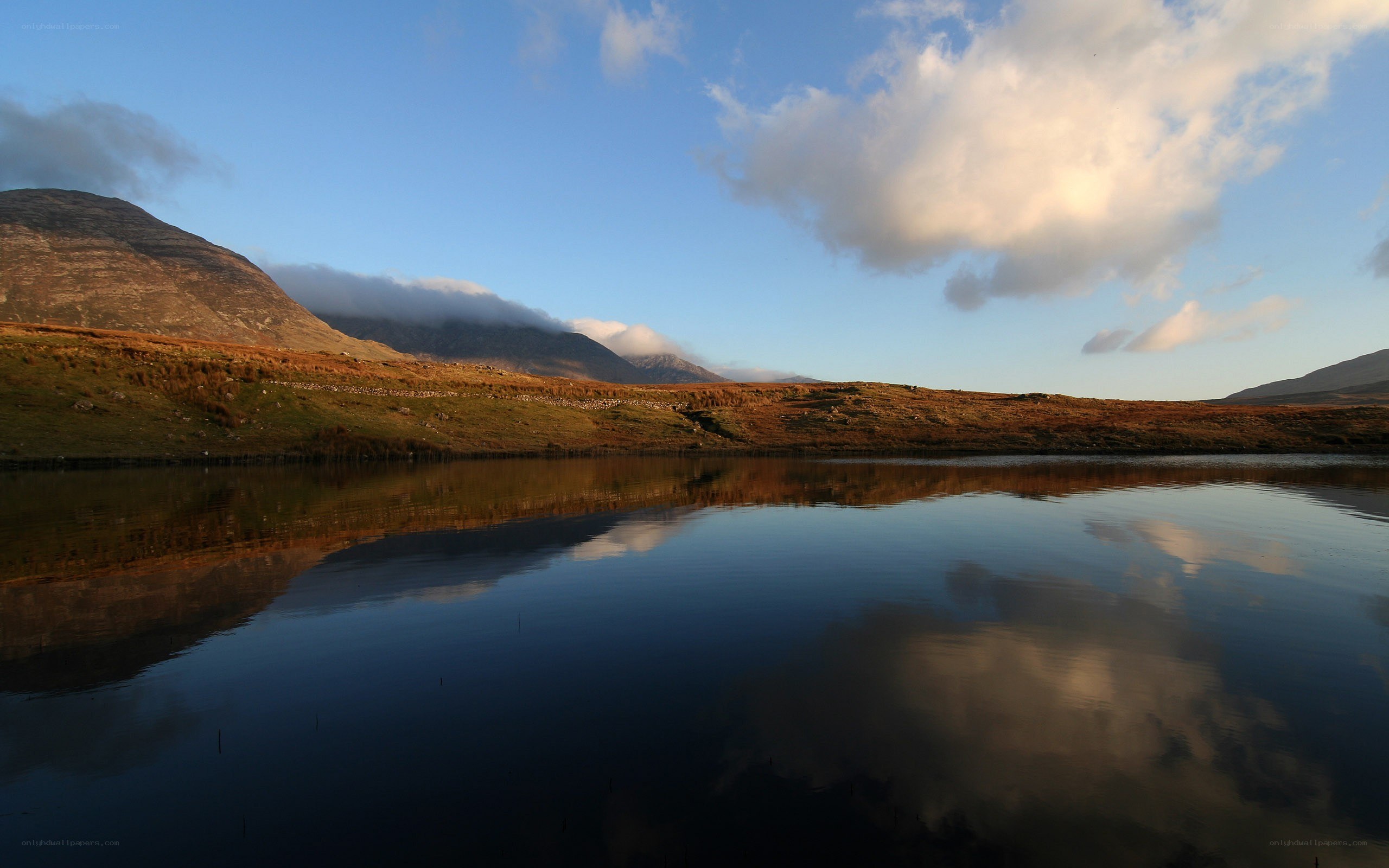 Mountain lake at sunset