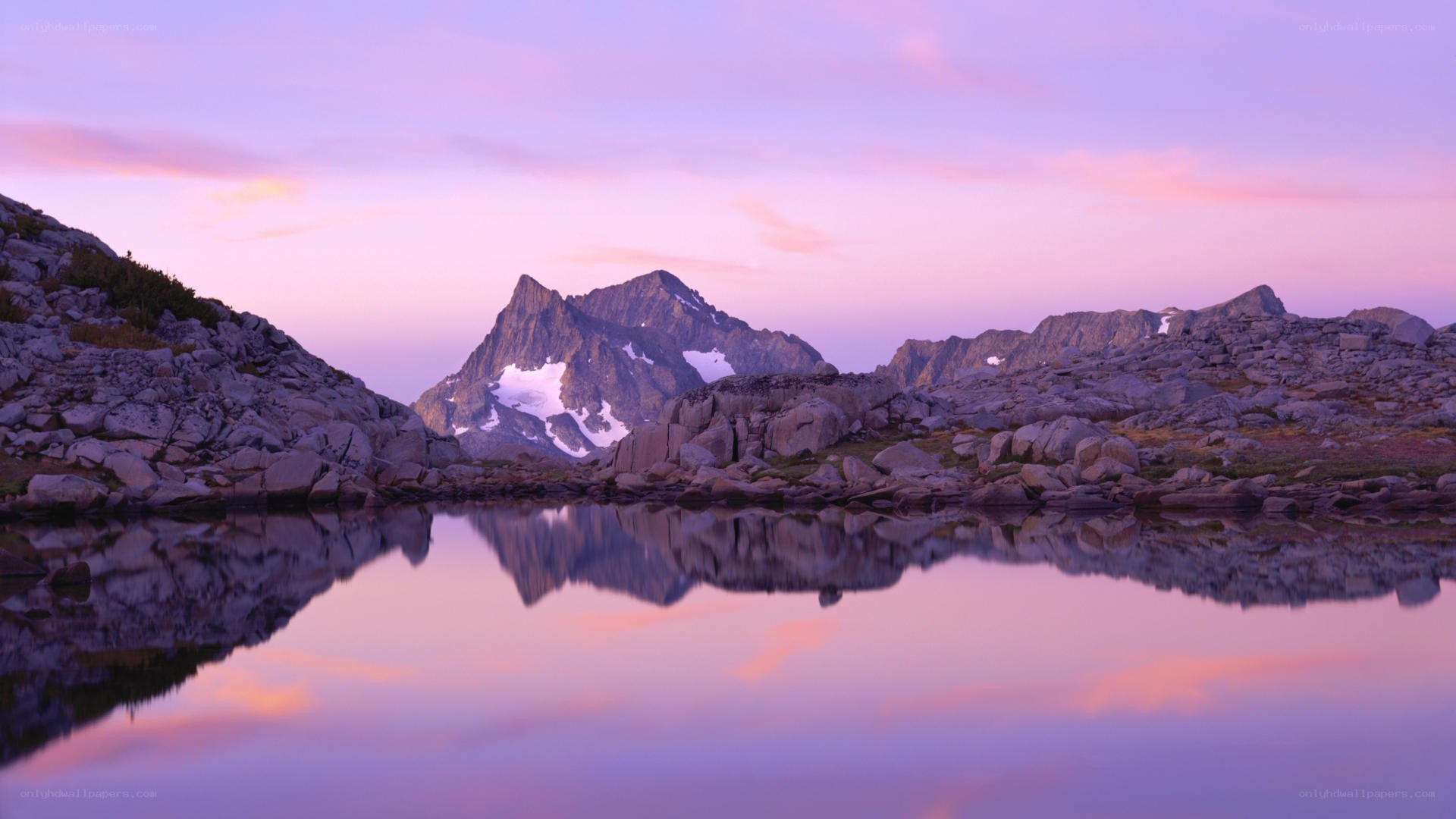 Mountain lake at sunset