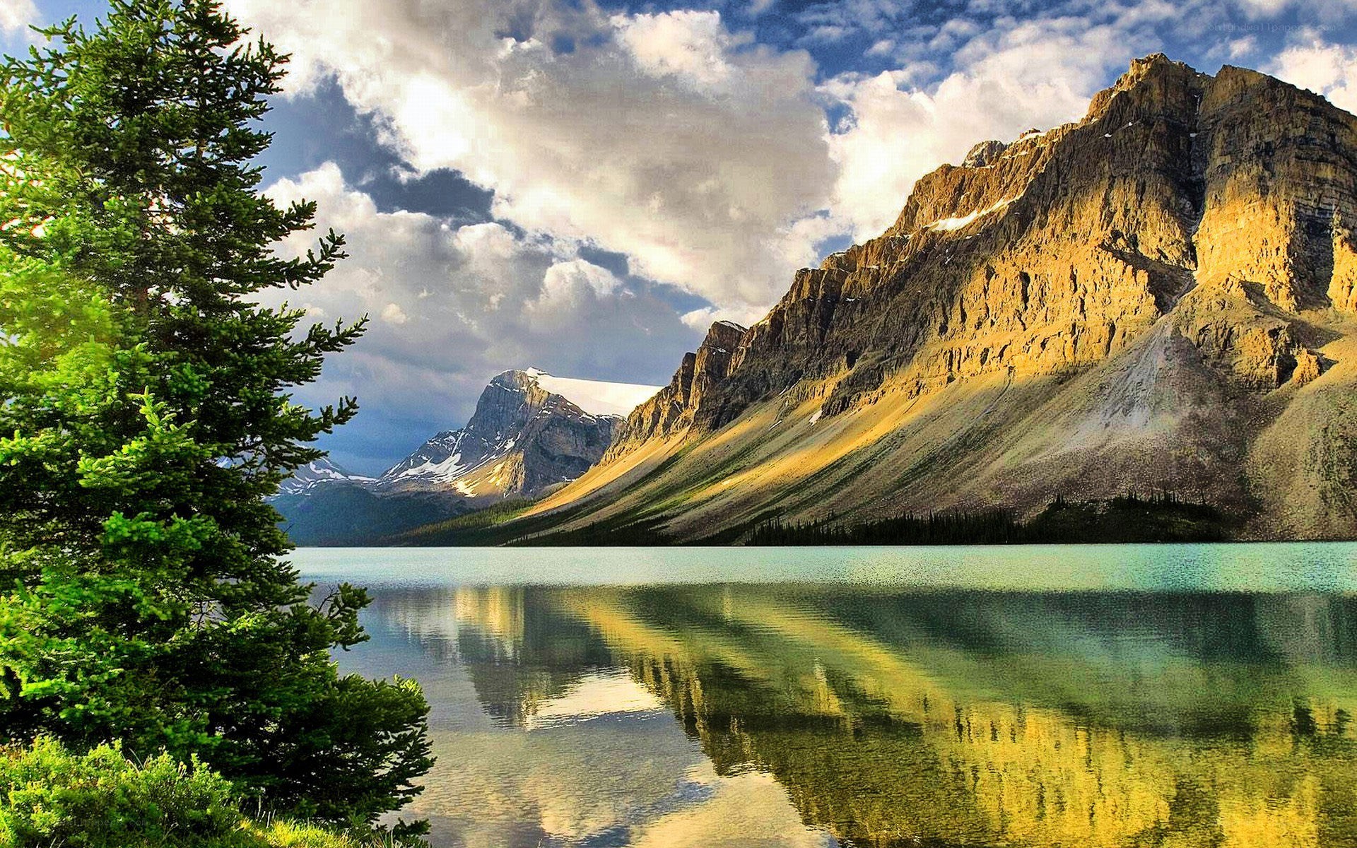 Mountain lake at sunset