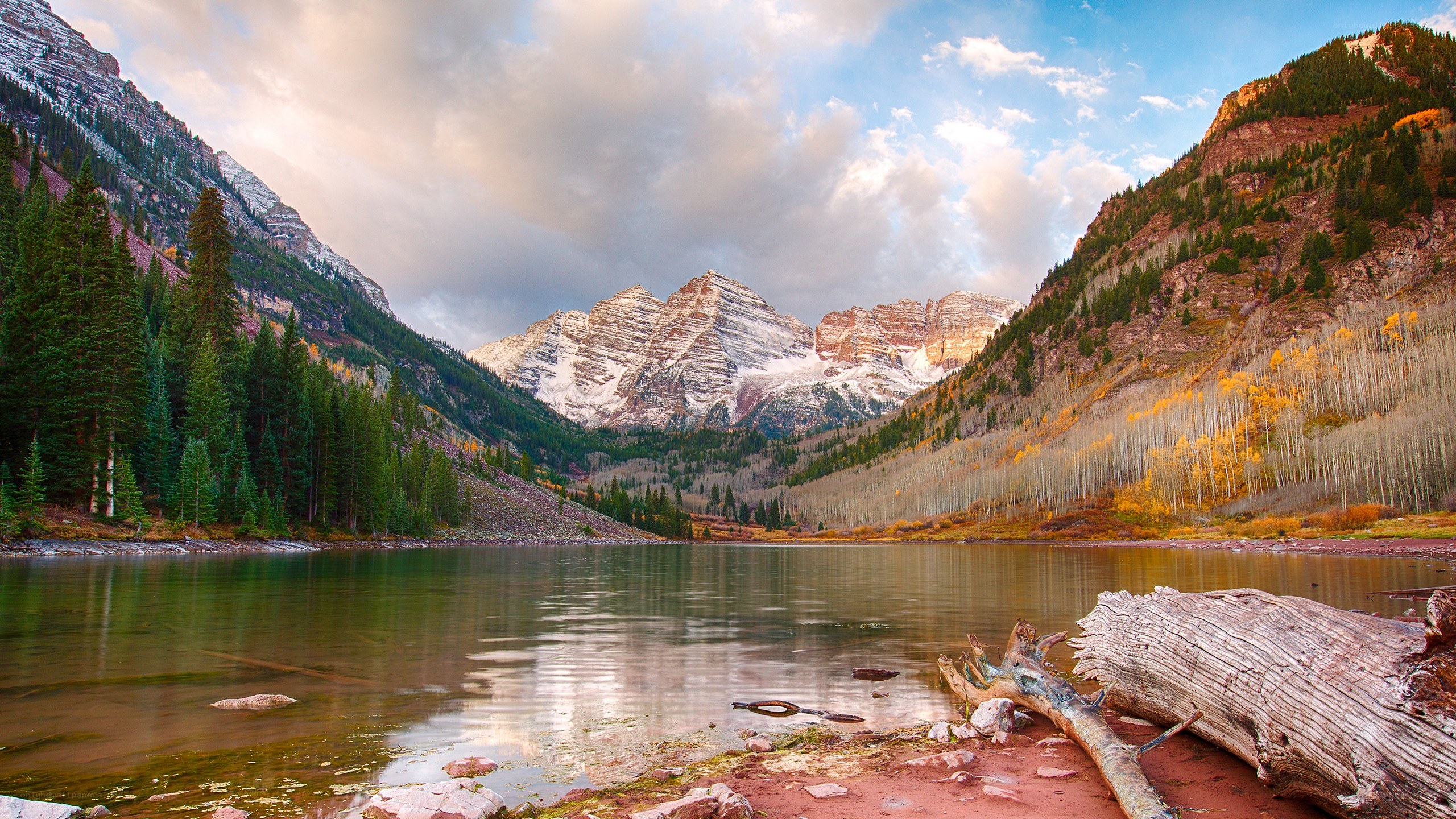 Mountain lake at sunset