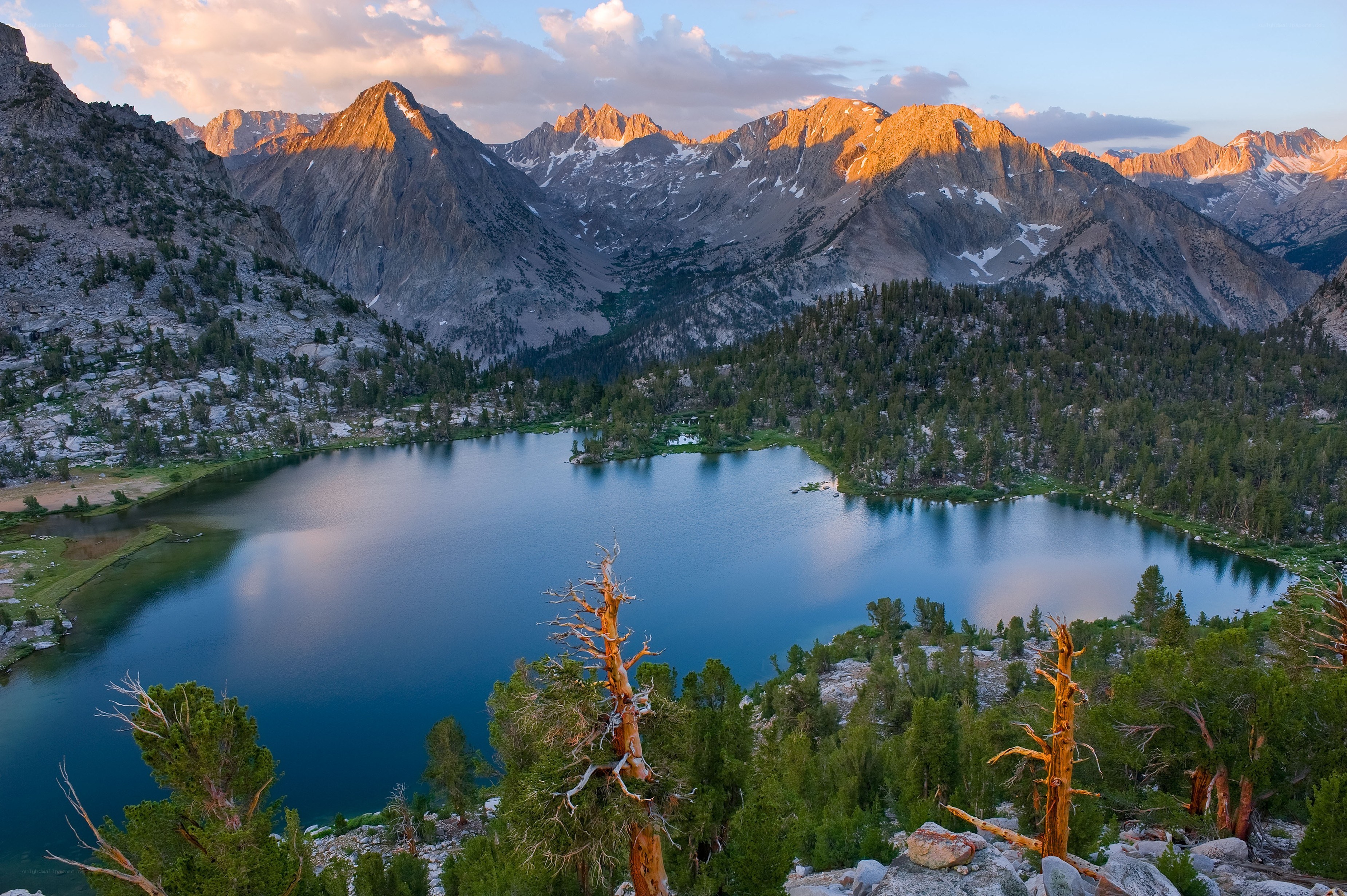 Mountain lake at sunset