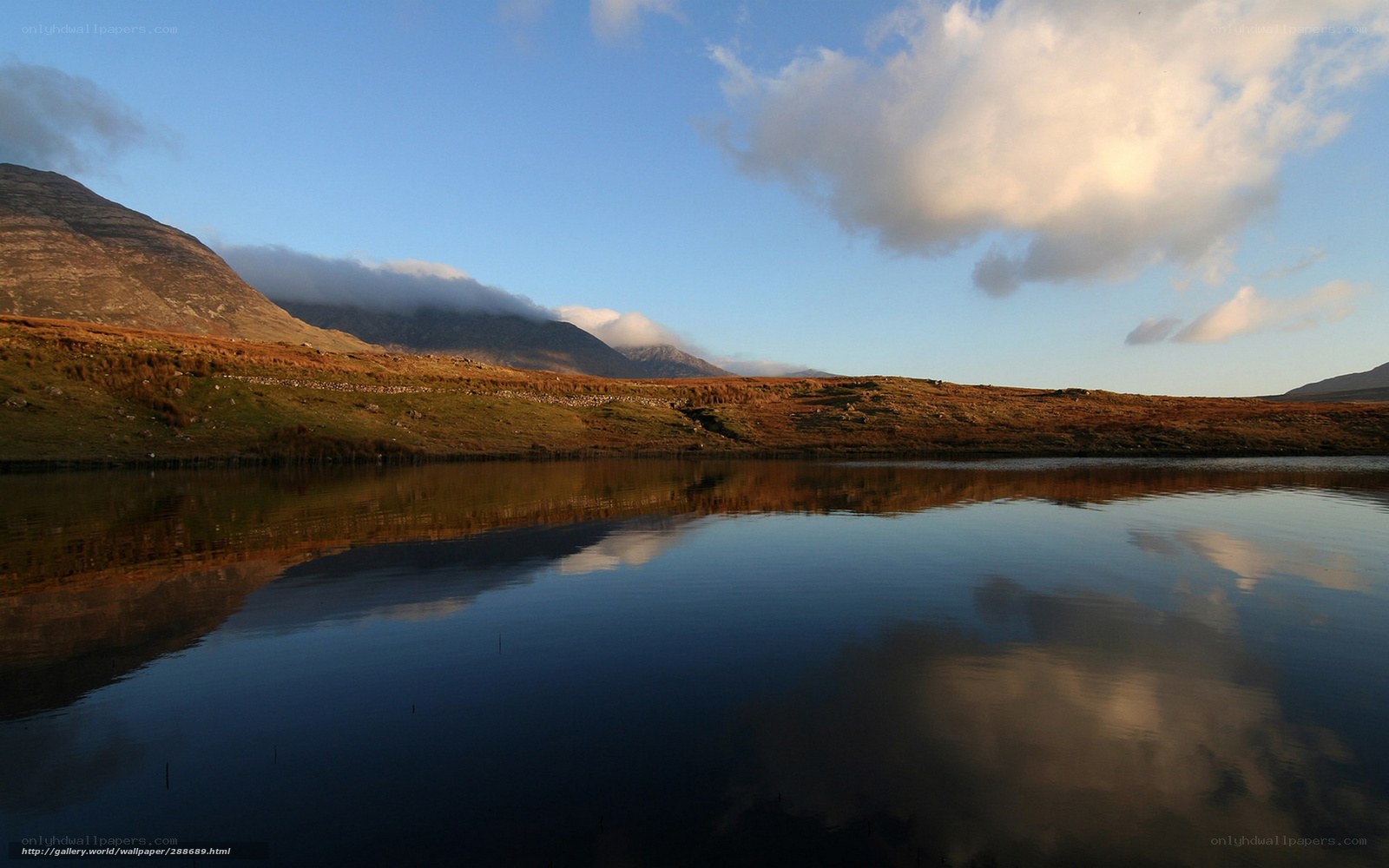 Mountain lake at sunset