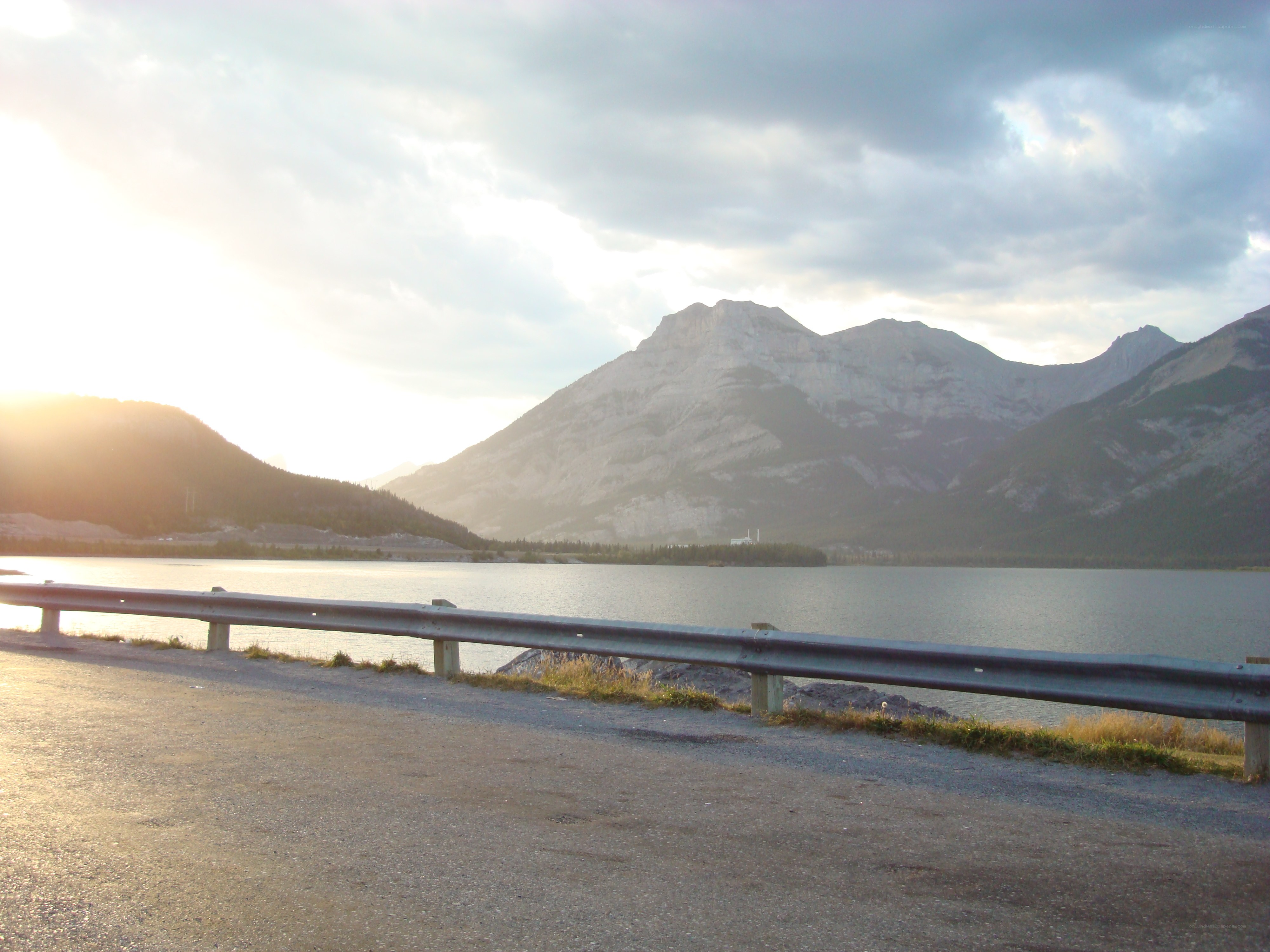 Mountain lake at sunset