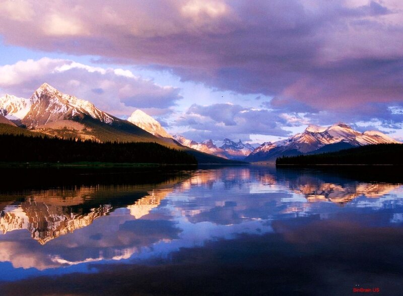 Mountain lake at sunset