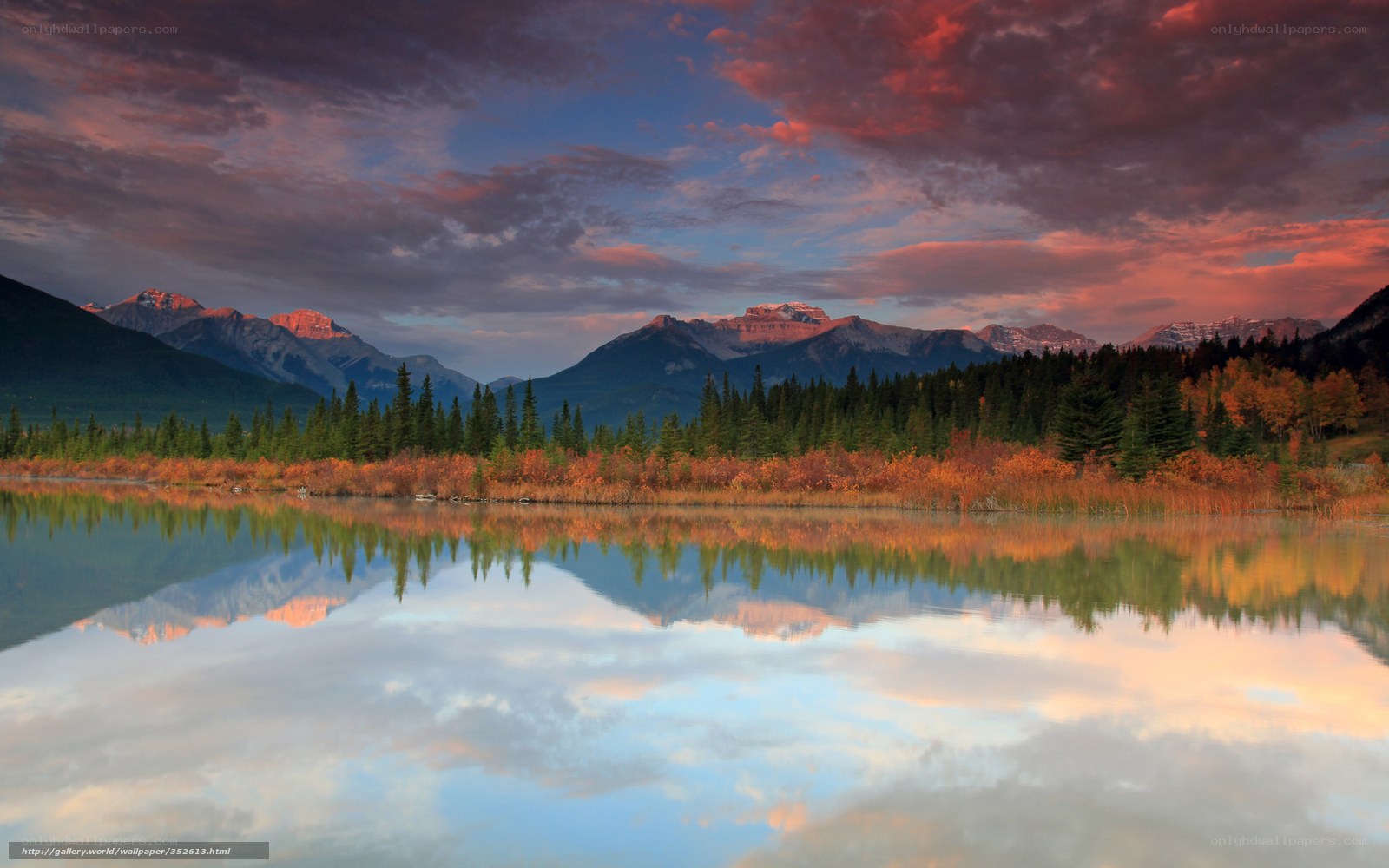 Mountain lake at sunset