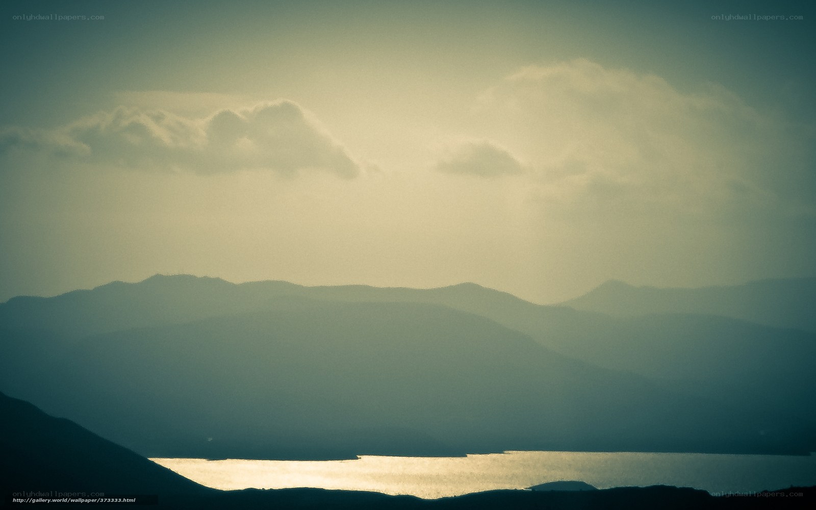 Mountain lake at sunset