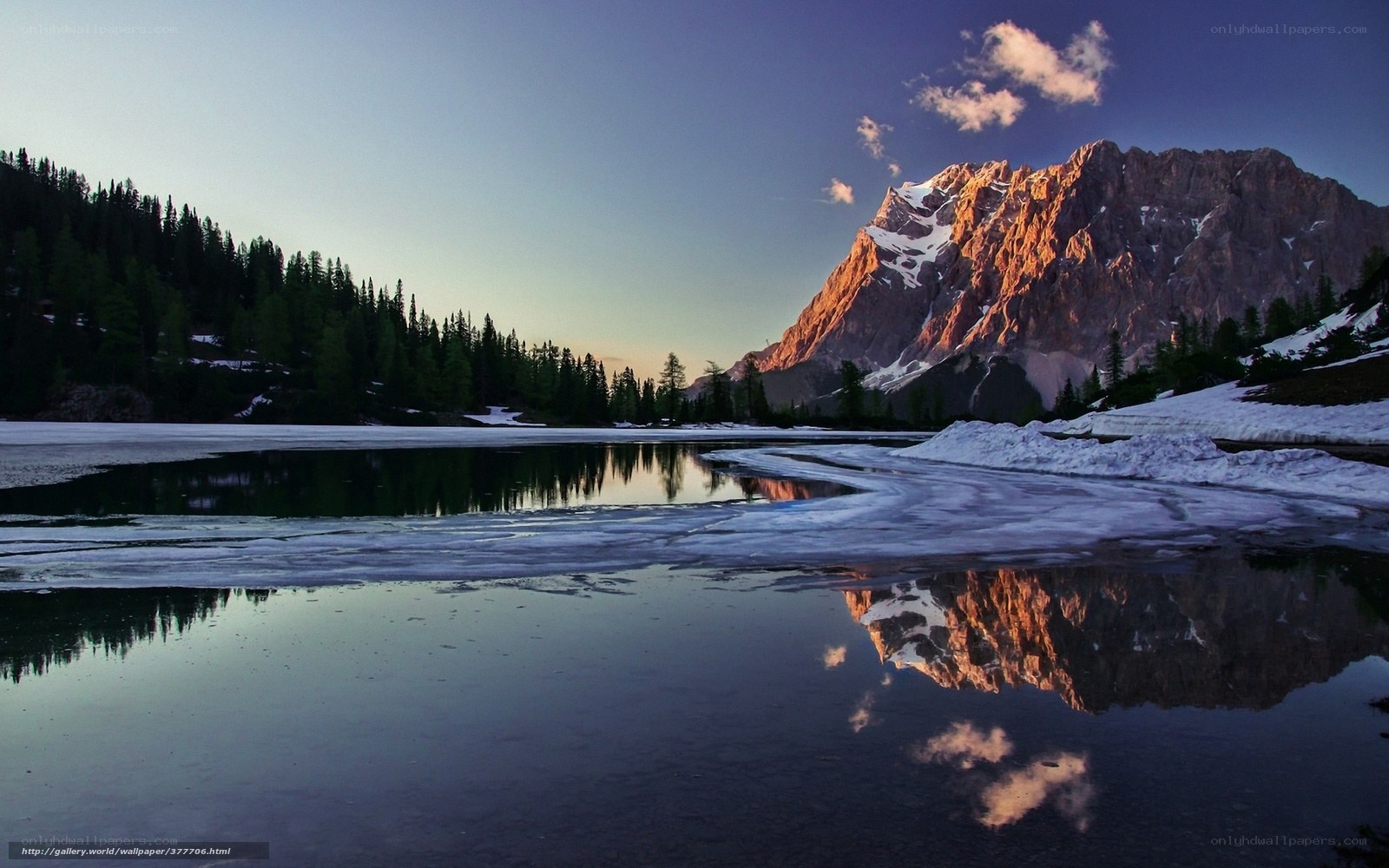 Mountain lake at sunset