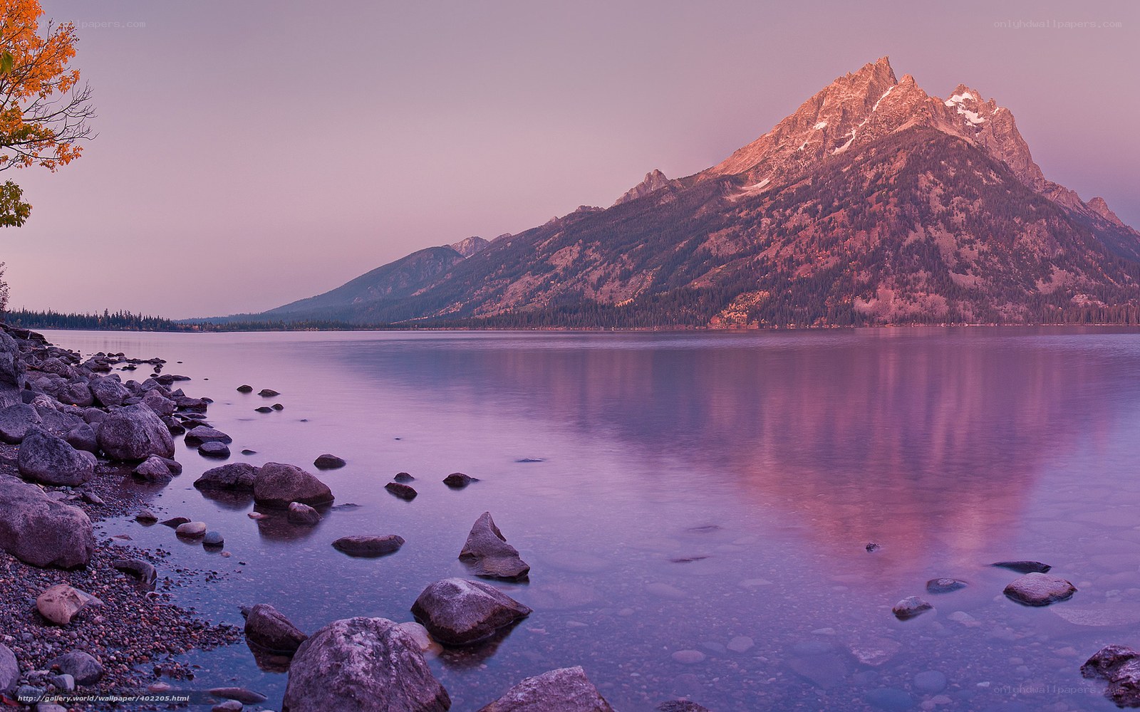Mountain lake at sunset