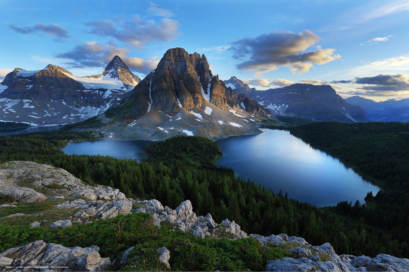 Mountain lake at sunset