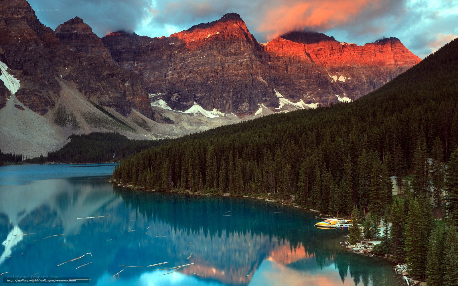 Mountain lake at sunset