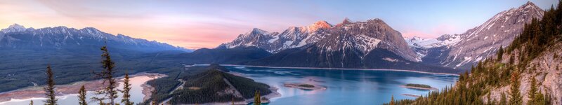 Mountain Lake at Sunset — Blue, Serene, Photograph, Snow-capped Mountains