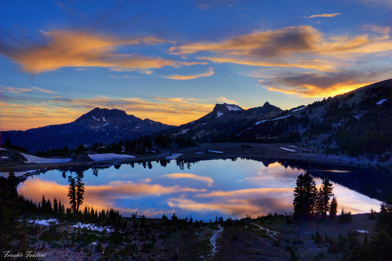 Mountain Lake at Sunset — Blue, Serene, Photograph