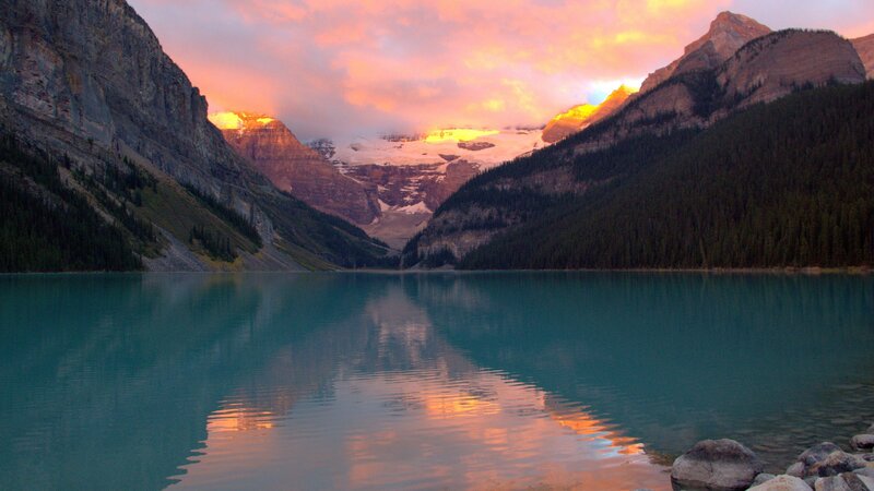 Mountain Lake at Sunset — Teal