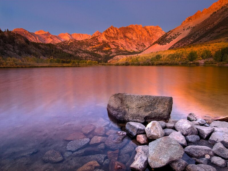 Mountain Lake at Sunset — Trees