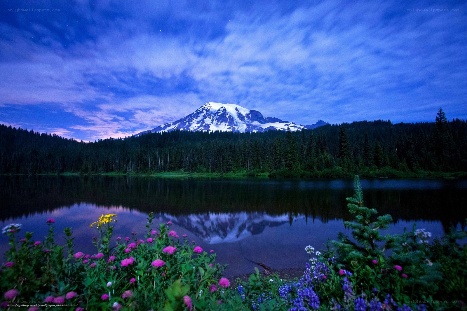Mountain lake at twilight