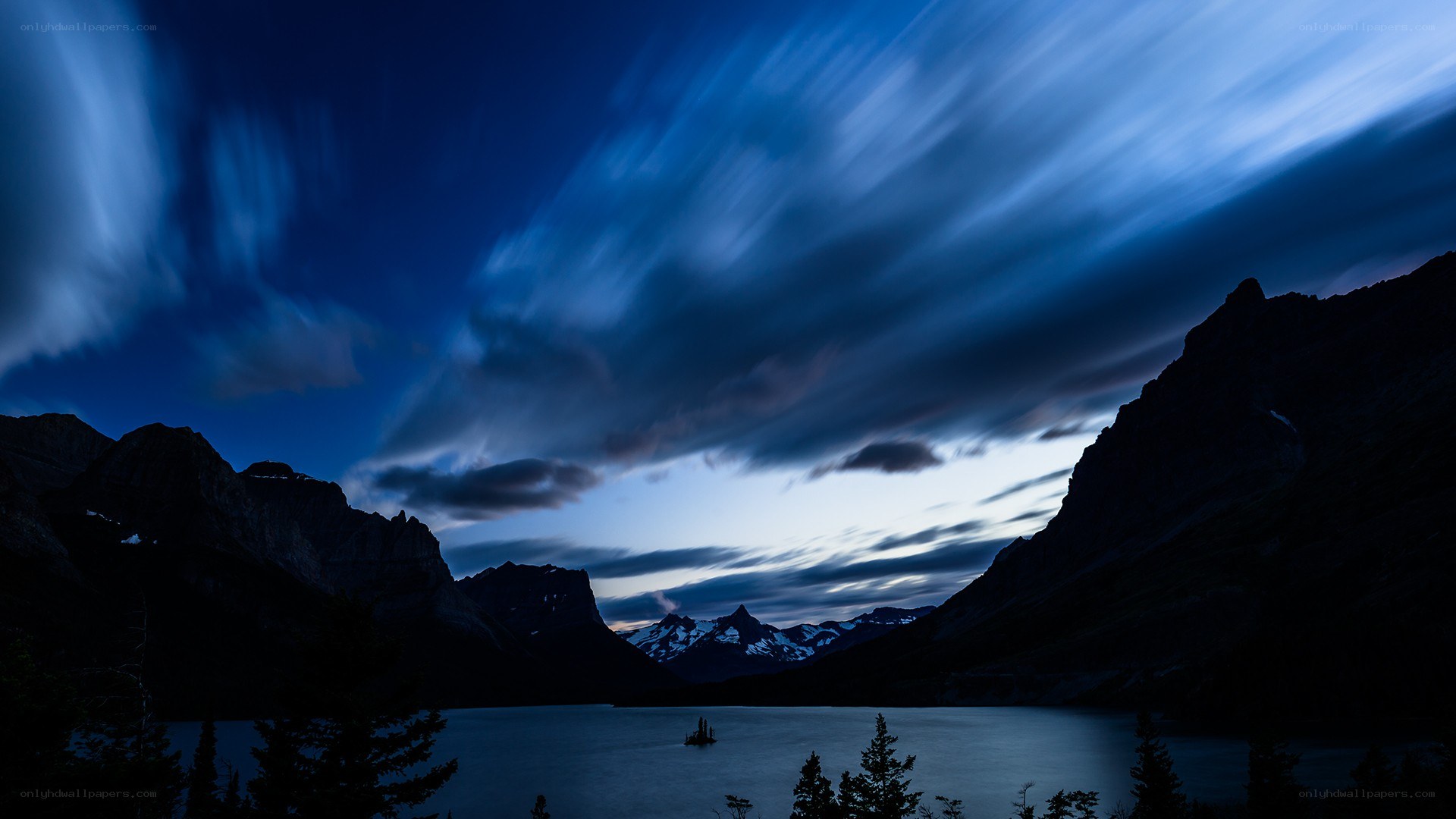 Mountain lake at twilight