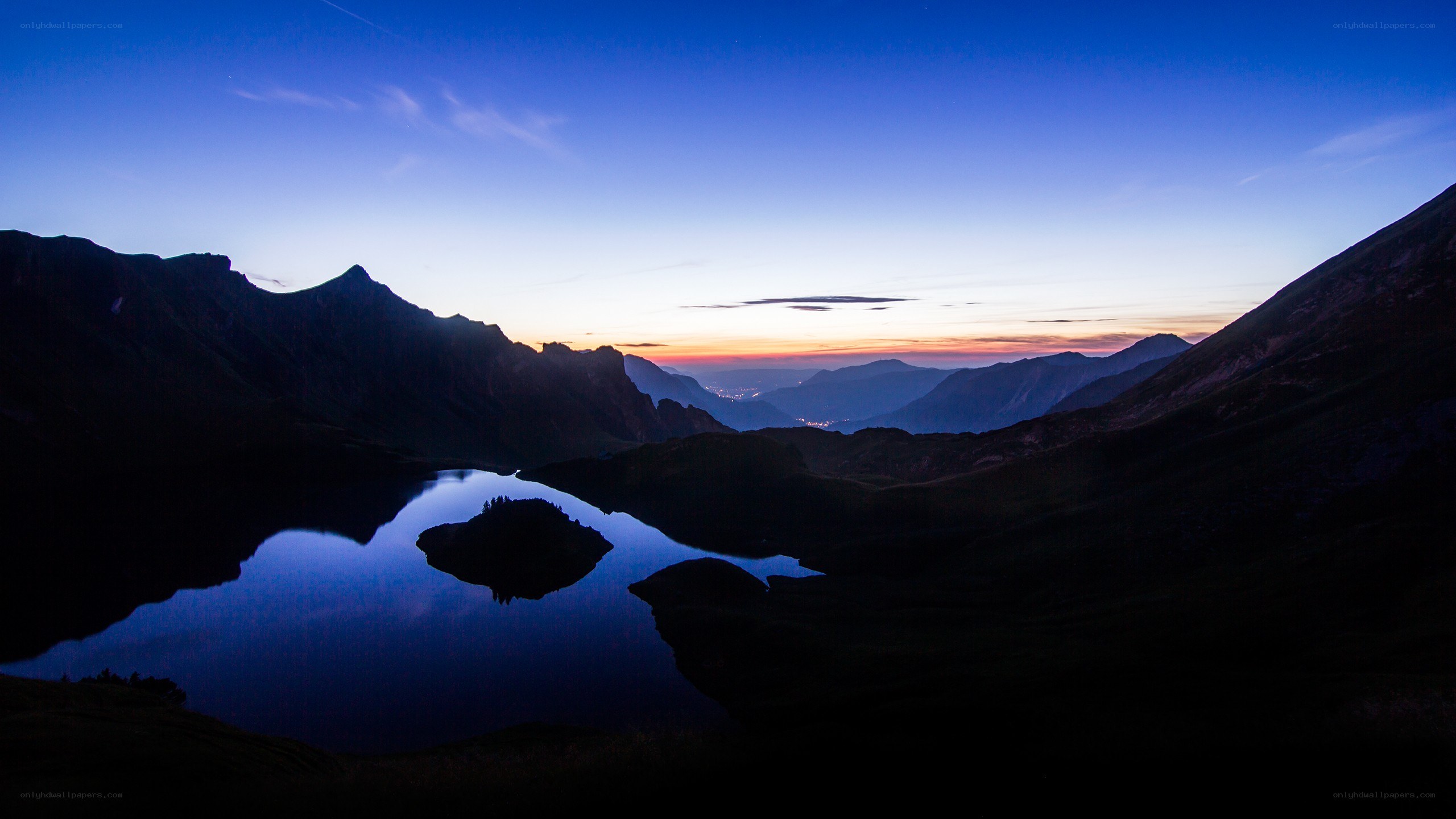 Mountain lake at twilight
