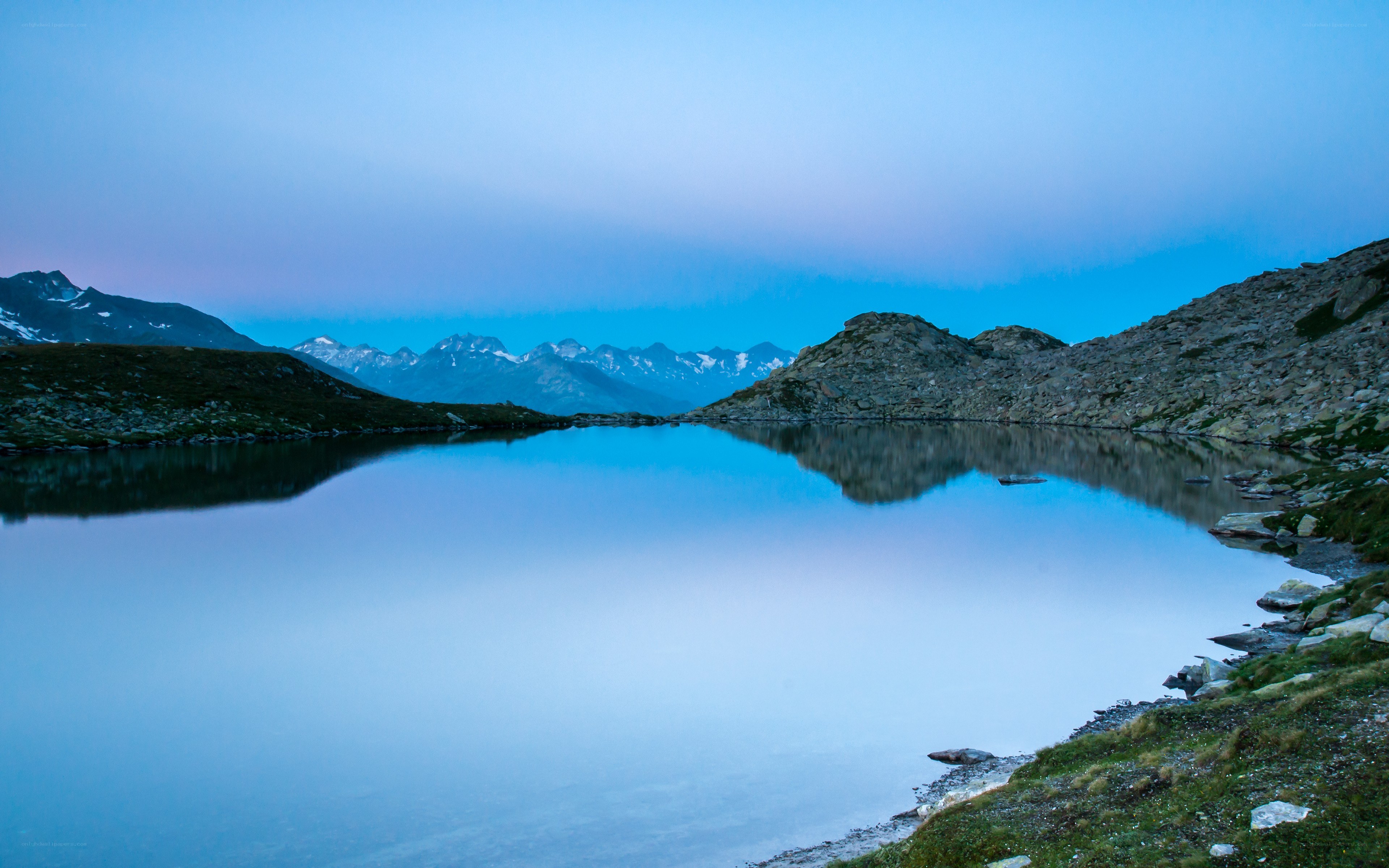 Mountain lake at twilight