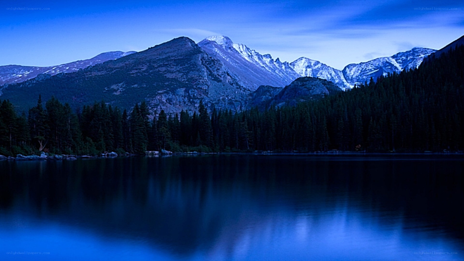 Mountain lake at twilight