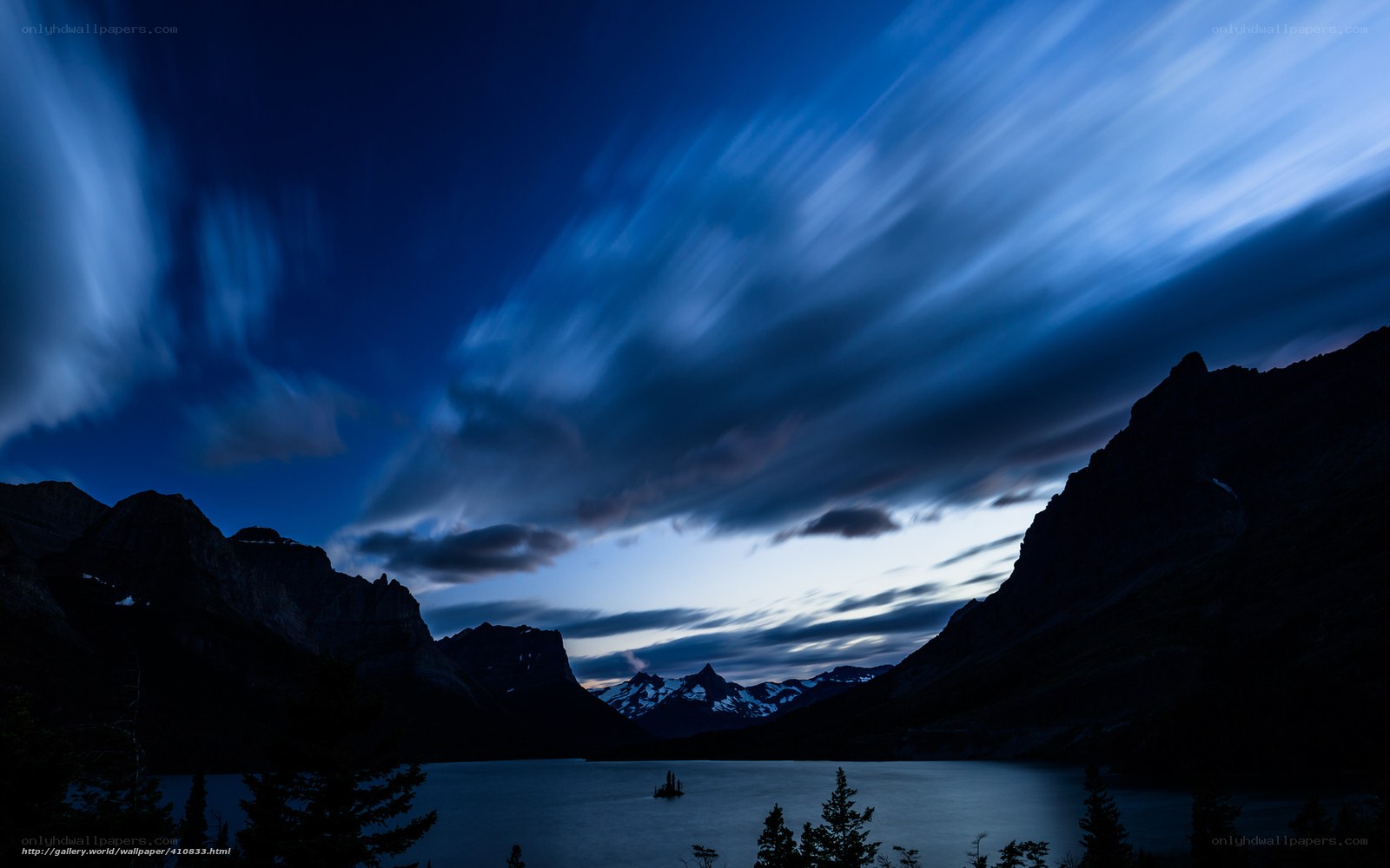 Mountain lake at twilight