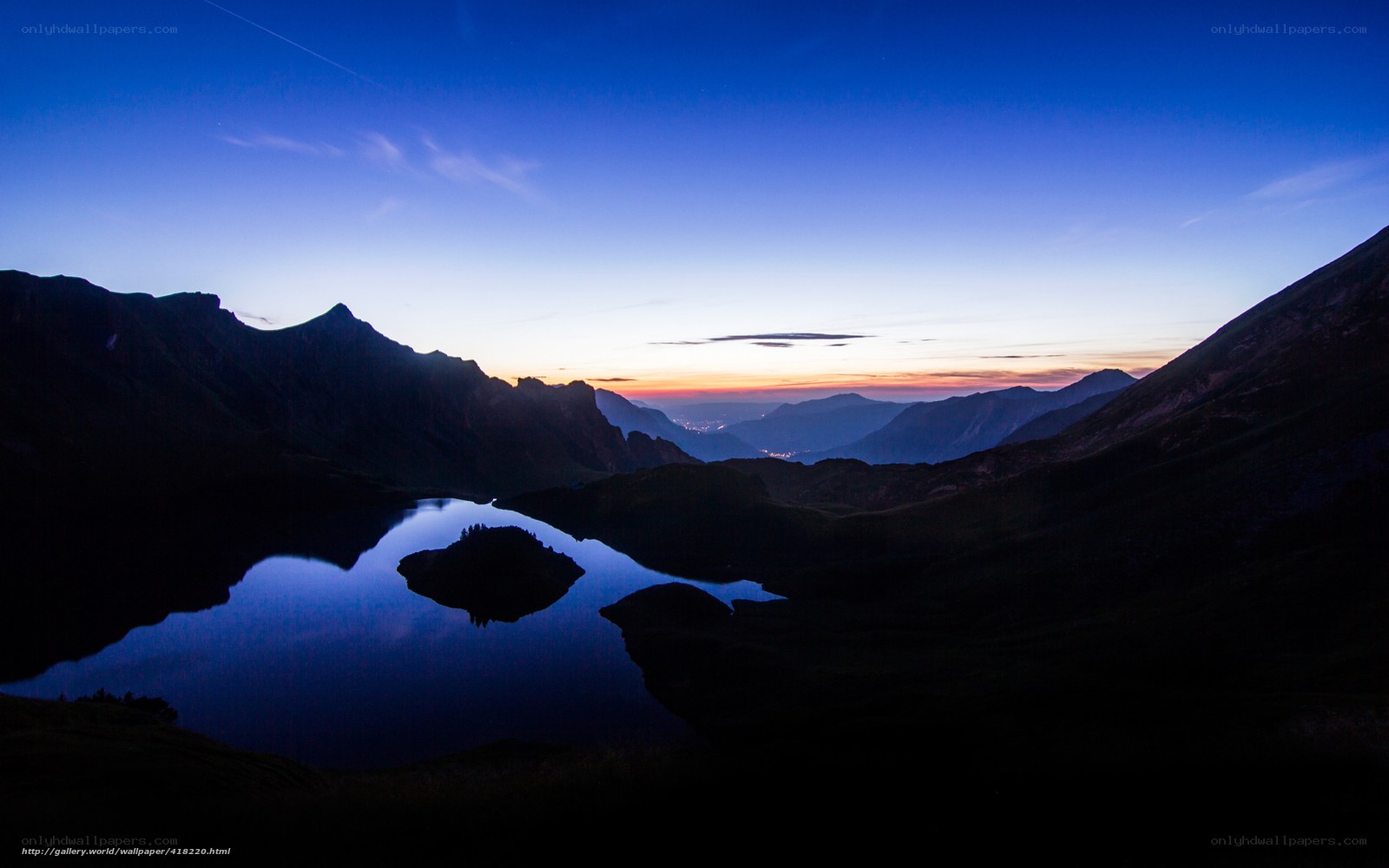 Mountain lake at twilight