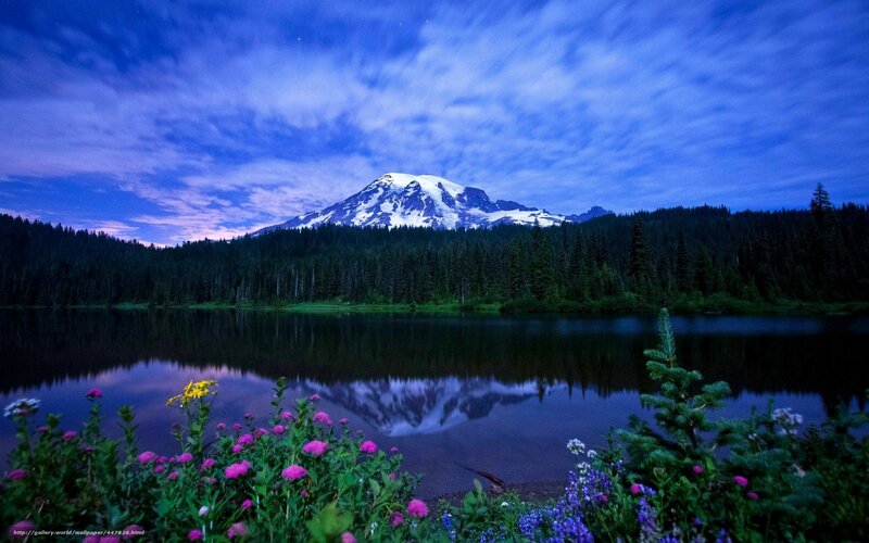 Mountain lake at twilight