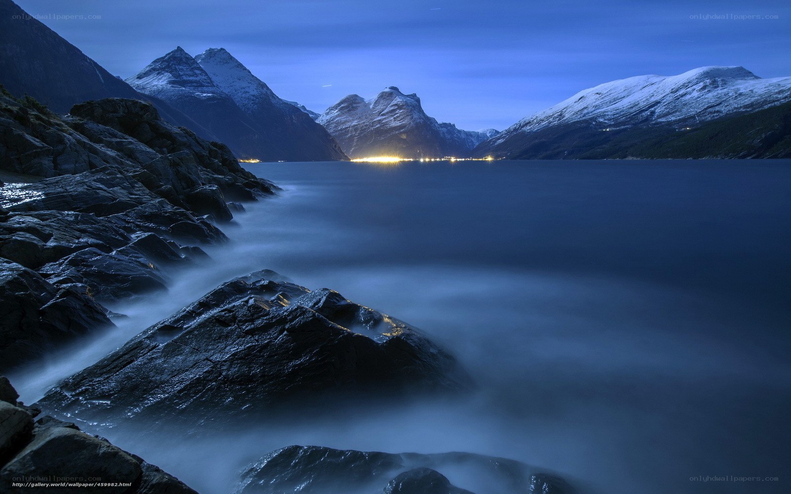 Mountain lake at twilight