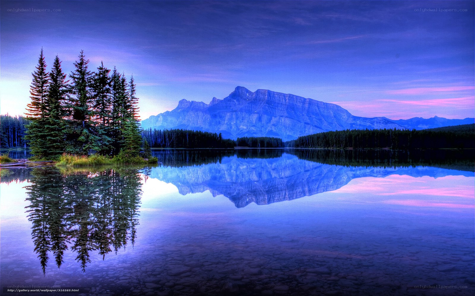 Mountain lake at twilight