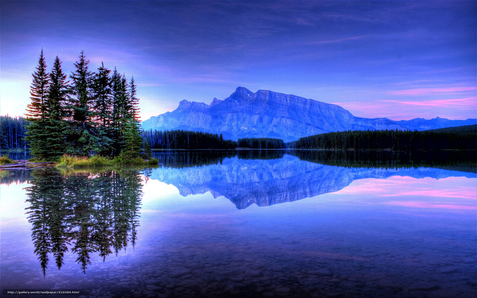 Mountain lake at twilight