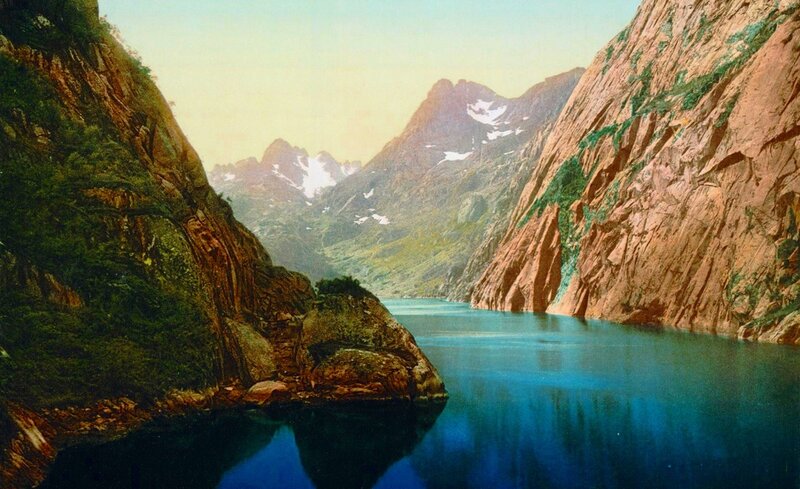 Mountain lake in a fjord