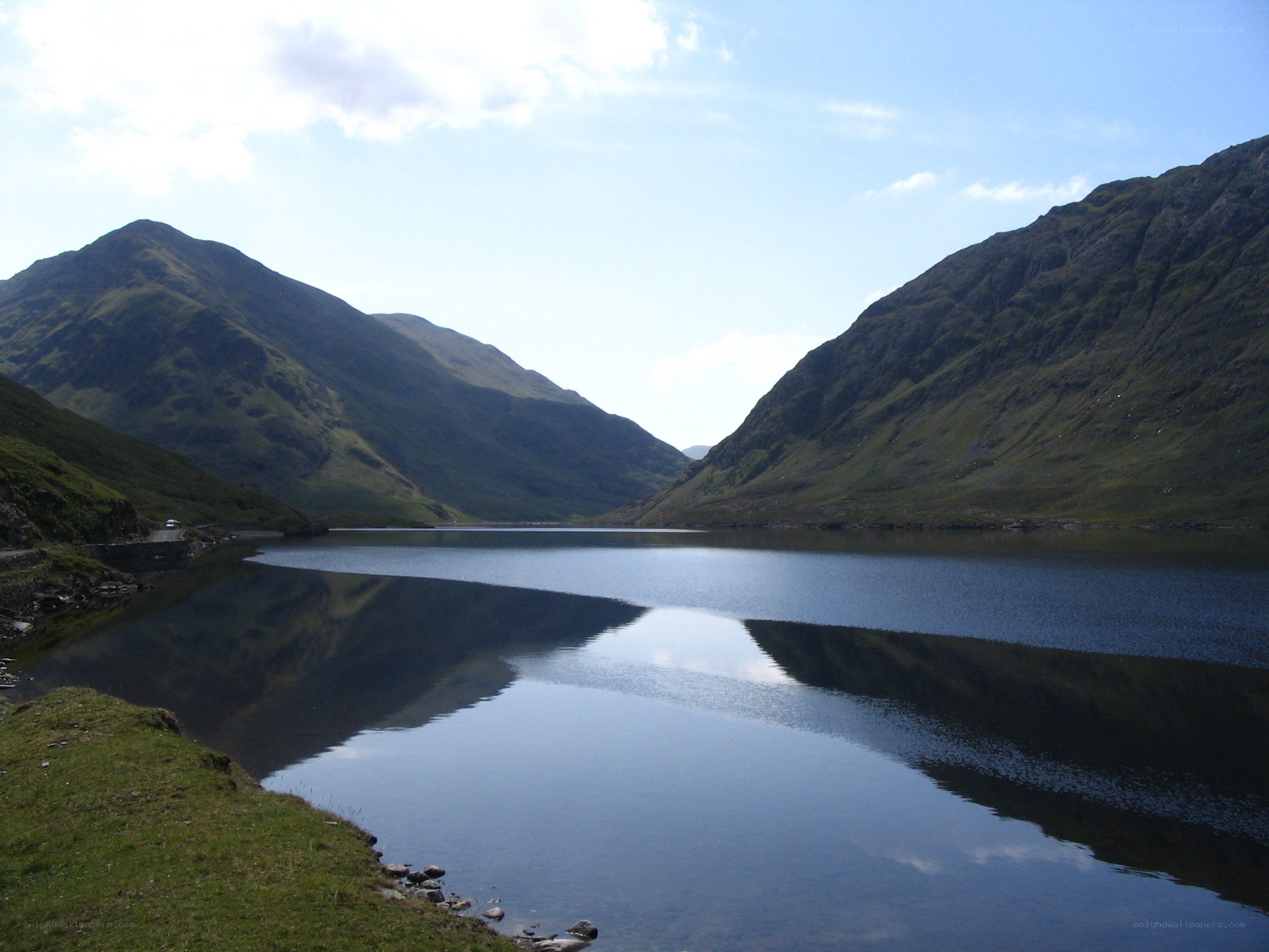 Mountain lake in a valley