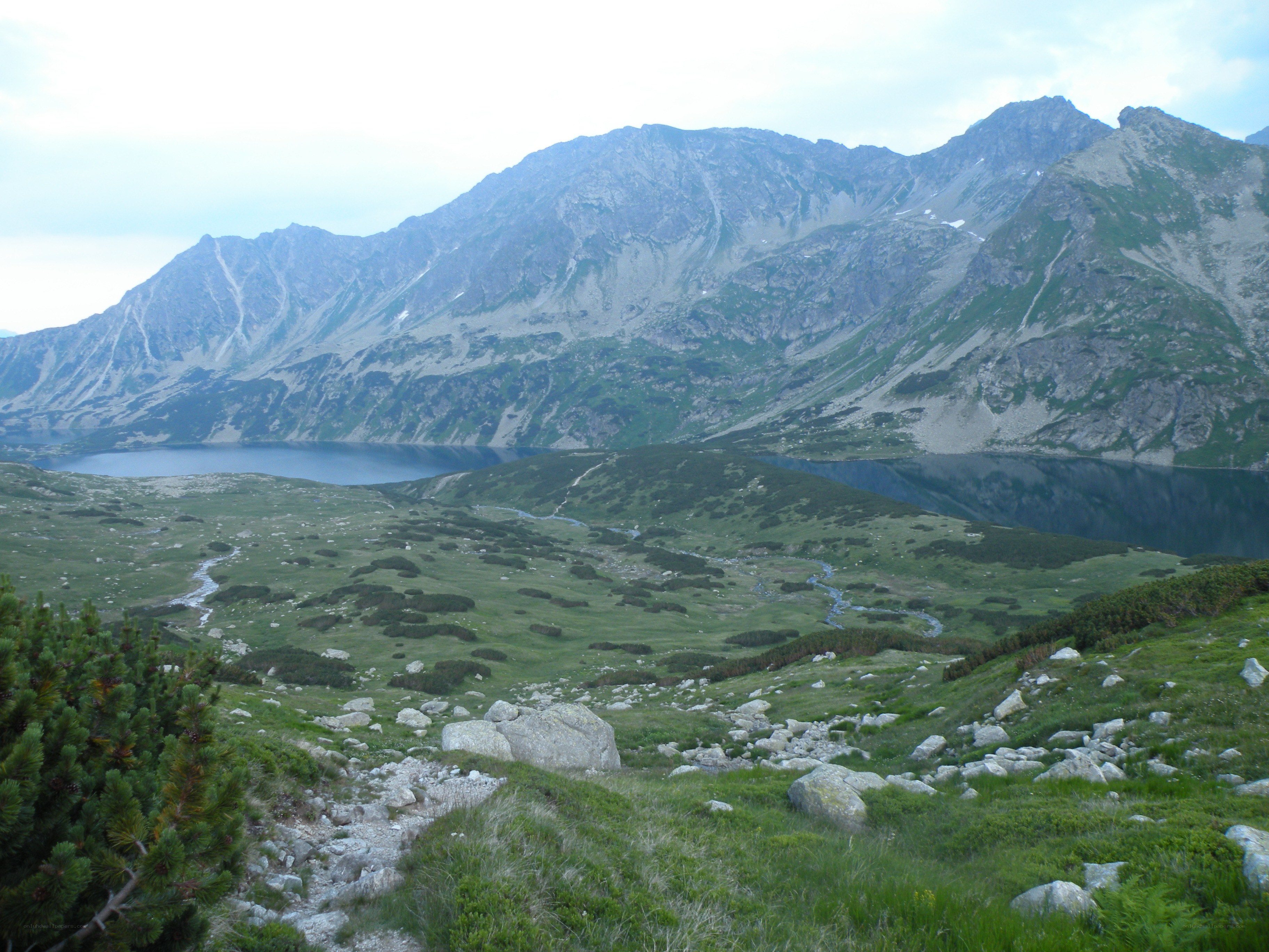 Mountain lake in a valley