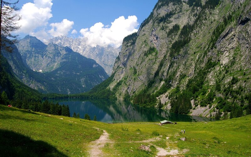Mountain lake in a valley