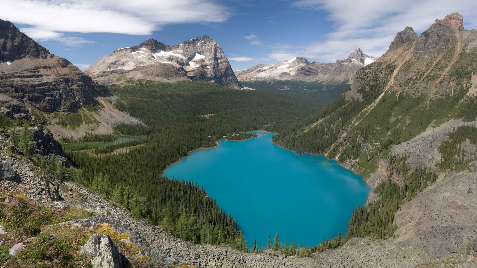 Mountain lake in a valley