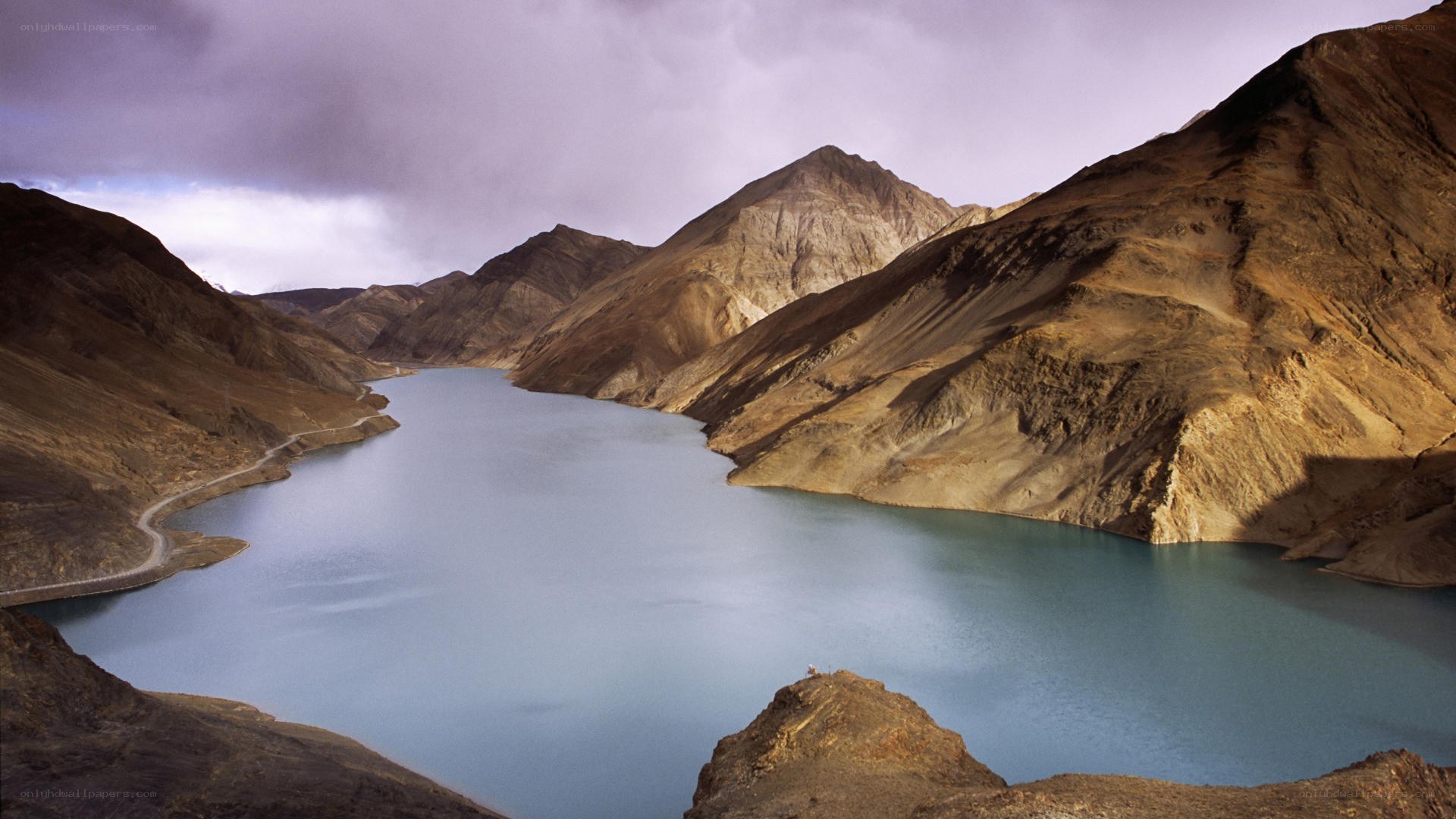 Mountain lake in a valley