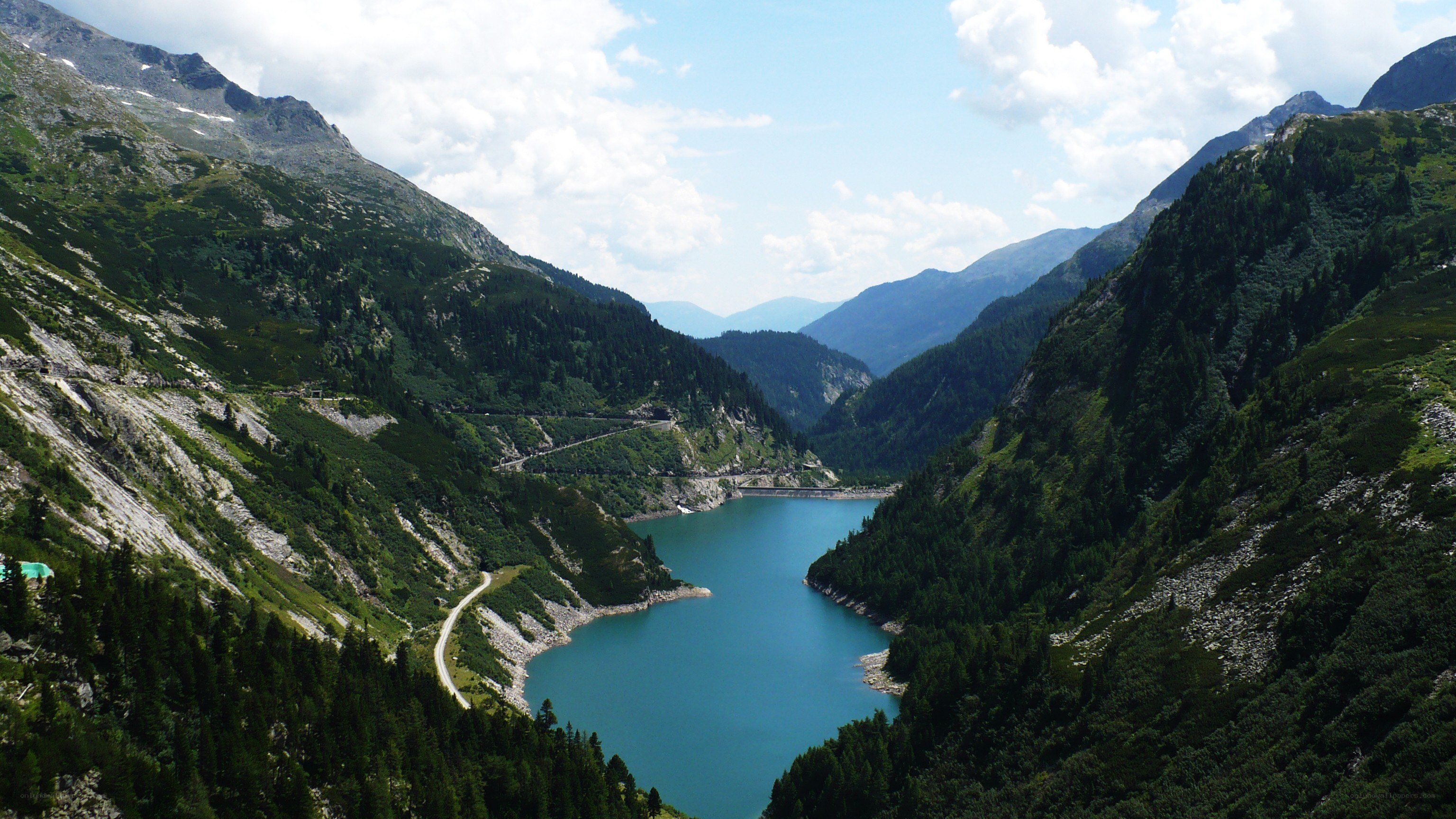 Mountain lake in a valley
